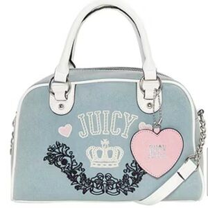 Juicy Couture Blue and Pink Satchel with Heart Charm
